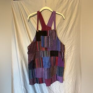 Like International Colorful Patchwork Apron Dress Size S/M Buttons and Pockets